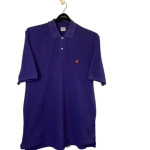 Brooks Brothers Short Sleeve Mens Large Polo Shirt Purple Cotton Orange Logo
